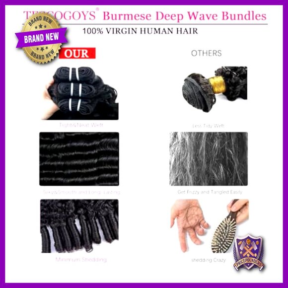 16 18 20 Inch Burmese Deep Wave Human Hair Bundles 100% Virgin Hair main image 5